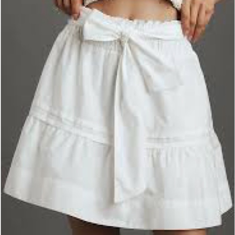 White Tiered Bow-Waist Skirt - Women